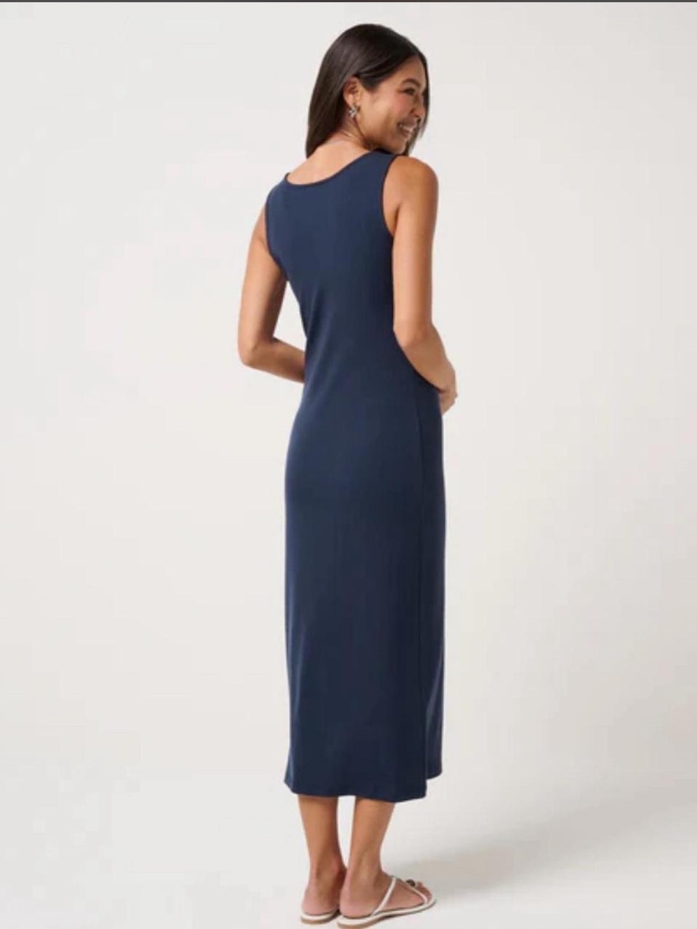 Travis Mathew Cloud Rib Hadley Wood Navy Blue Midi Dress Size XS